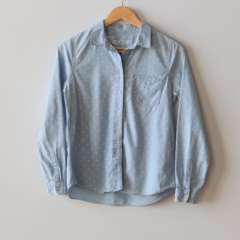 Madewell Polka Dot Chambray Button Down Small